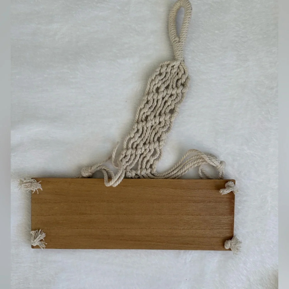 Boho Macrame Hanging Shelf in Cream and Brown